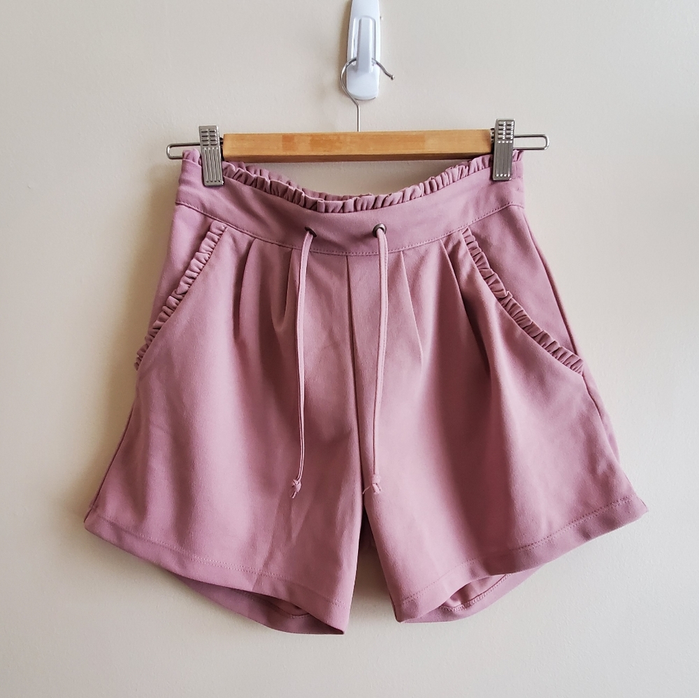 Pigalle rose pink shorts with draw strings elastic waisted